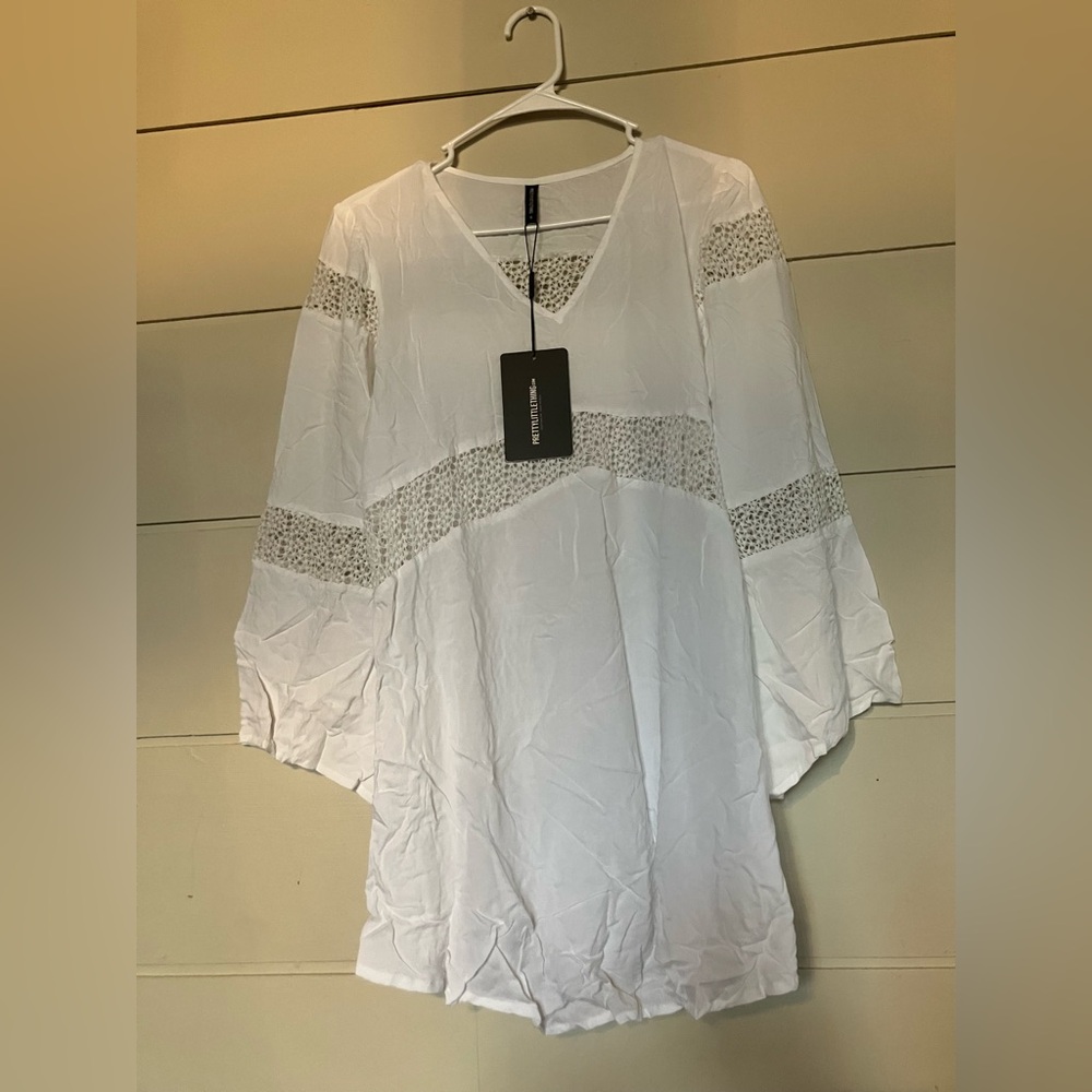 PrettyLittleThing White Lace Detail Tunic